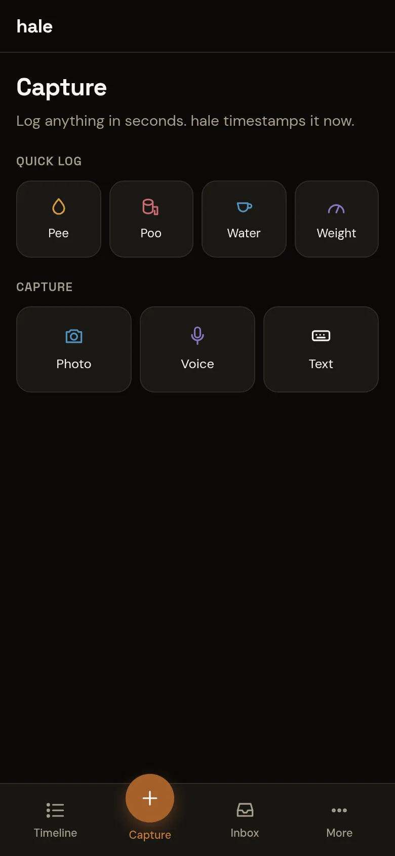 The hale capture screen in dark mode.